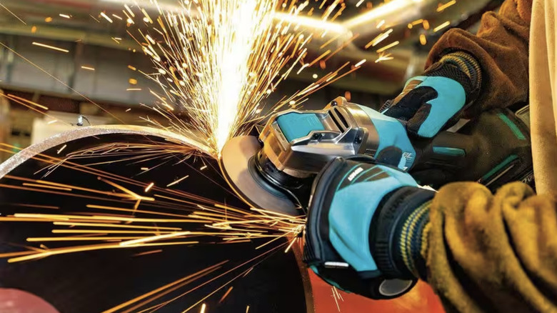 Sparks flying from Makita grinder