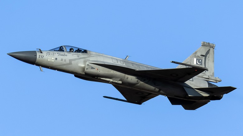 Pakistani JF-17 flying blue sky