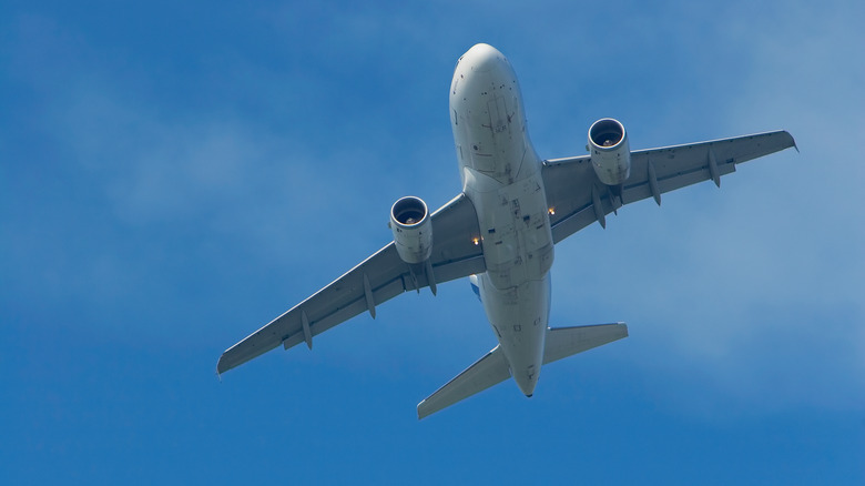 Underside of Airbus A318 in flight