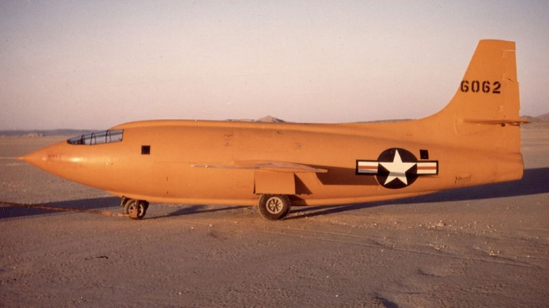 Orange Bell X-1 on runway