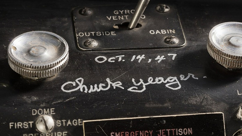 Autographed Bell X-1-1 control panel