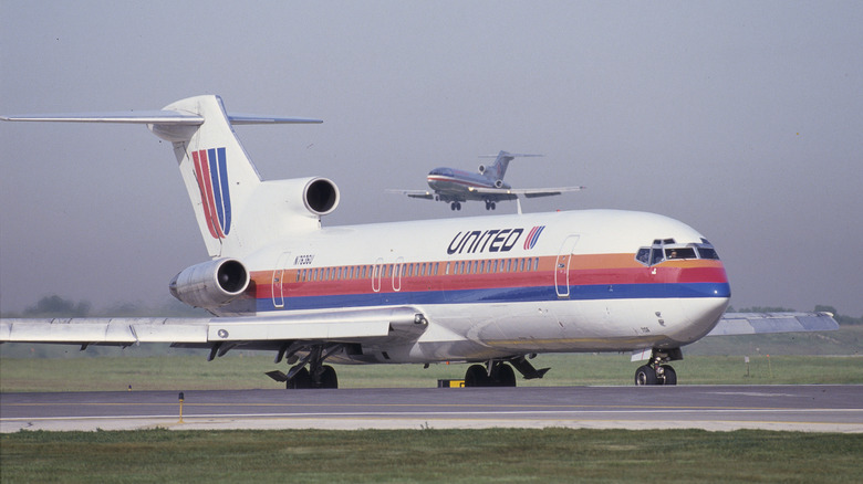 United Airlines 727 on runway