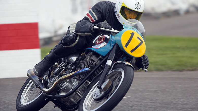 BSA Gold Star corning in race