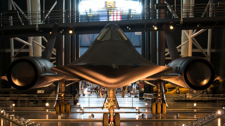 SR-71 Blackbird in an aircraft hanger