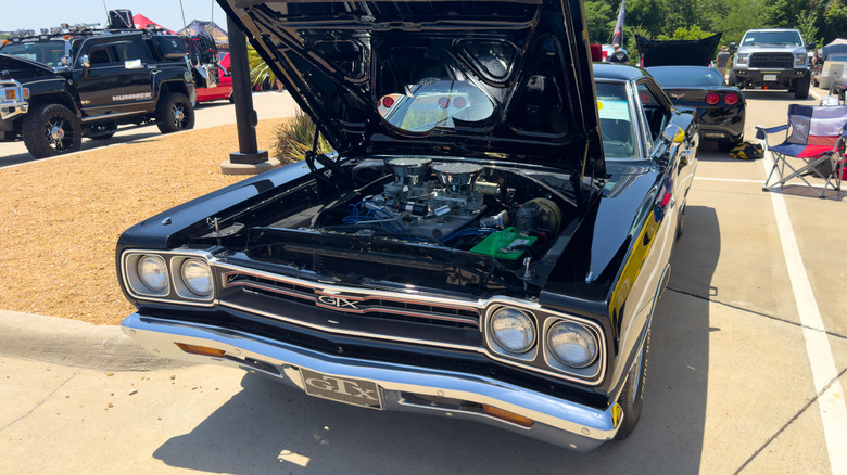 Plymouth GTX parked engine bay