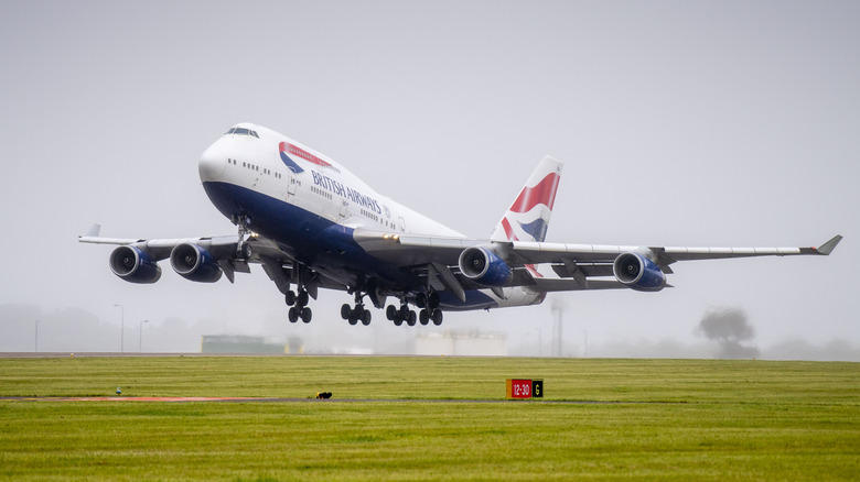 A British Airways Boeing 747 taking off.