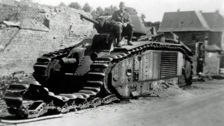 German sitting atop captured Char B1