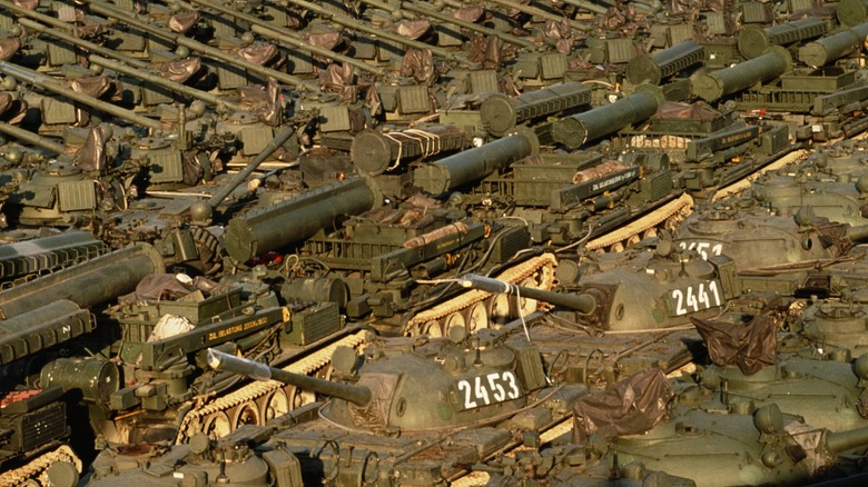 parked T-55 tanks