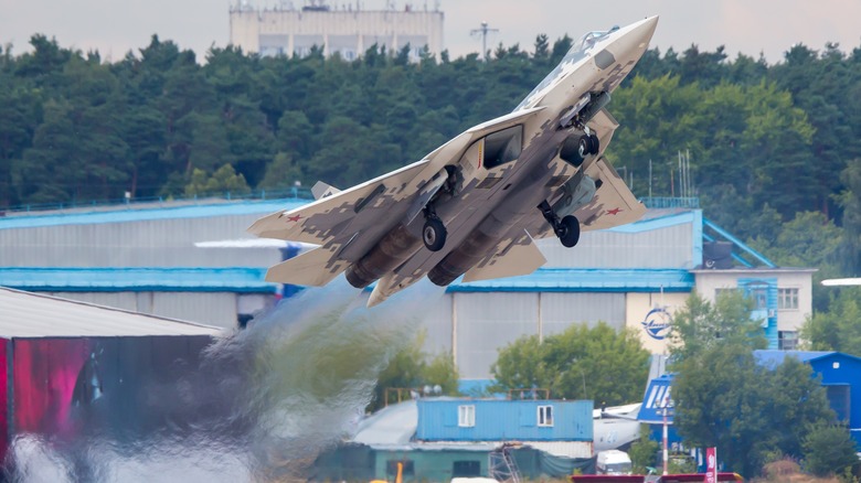 Sukhoi Su-57 taking off