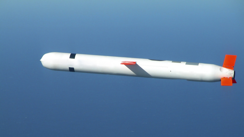 Tomahawk missile in flight