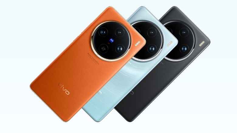 The Vivo X100 Pro smartphone in various color options