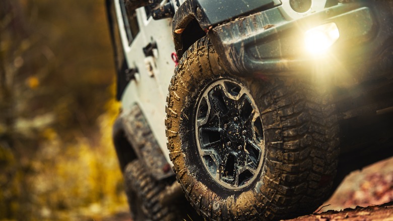 muddy tires on jeep