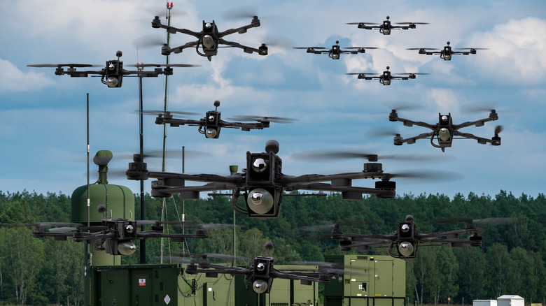 A swarm of drones
