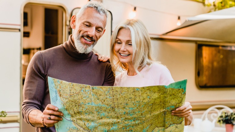 A couple looking at a map