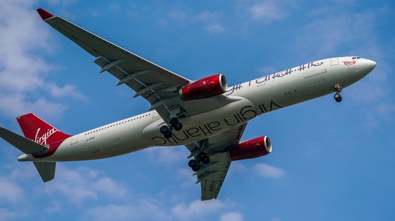 Twin-engine Airbus A330 flown by Virgin Atlantic