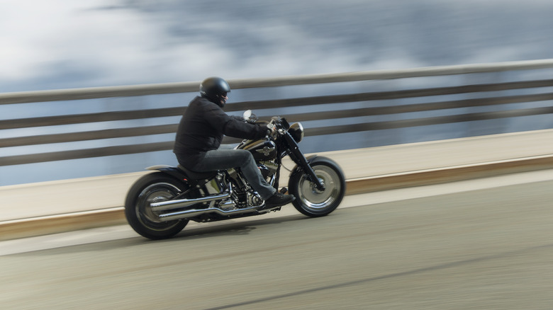 Biker on a Harley-Davidson