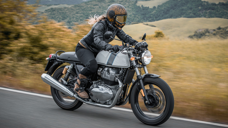 Woman riding a motorcycle