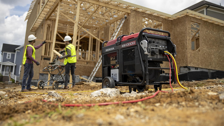 Honda generator at construction site