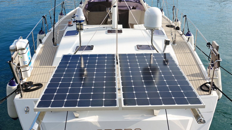 solar panels on electric boat