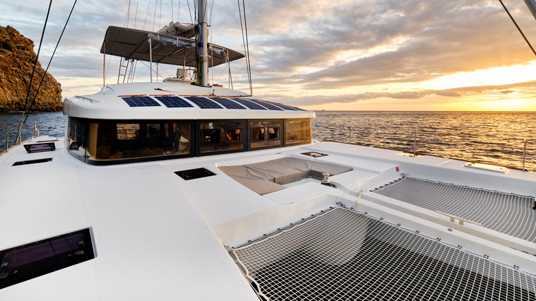 solar powered catamaran on the water