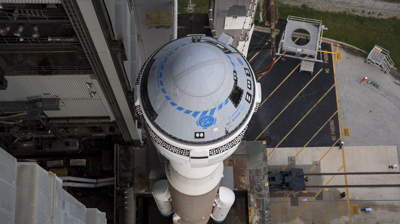 The Boeing Starliner attached to a rocket