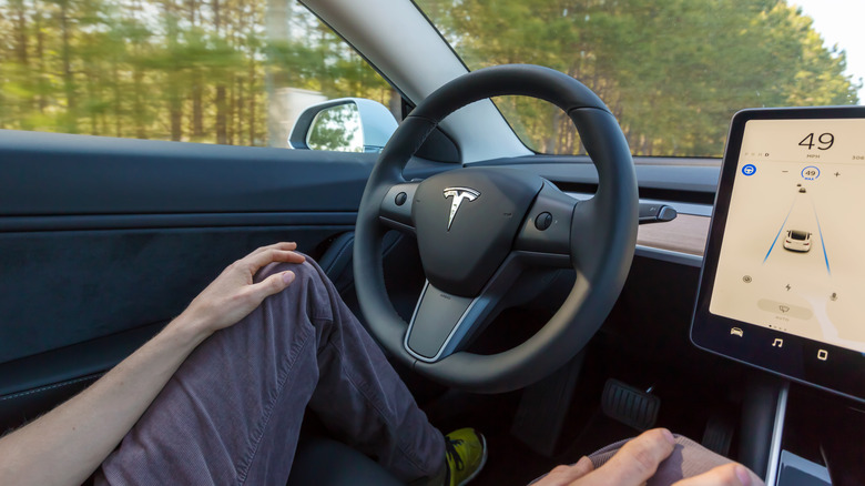 Tesla driving in Autopilot mode