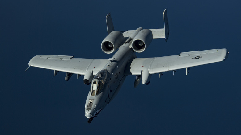 A-10 Warthog over the ocean.