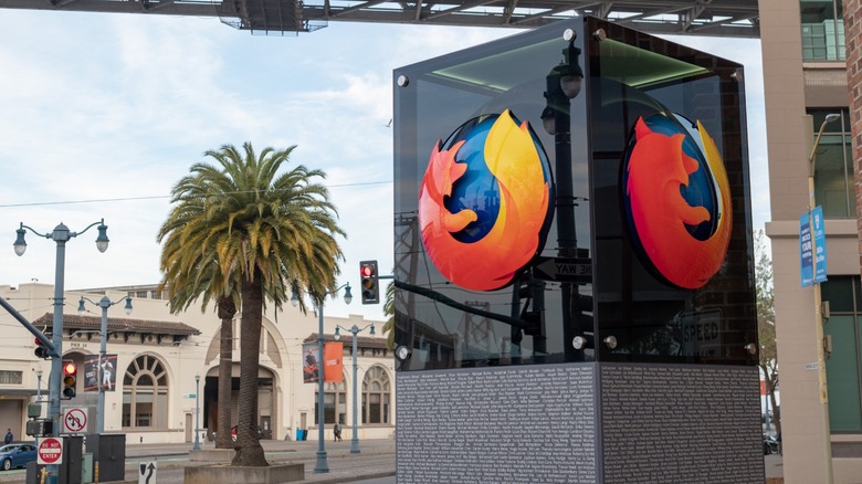 Firefox logo on a sculpture