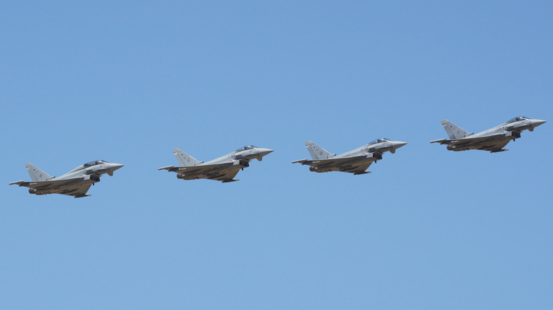 Eurofighter Typhoonss flying in formation