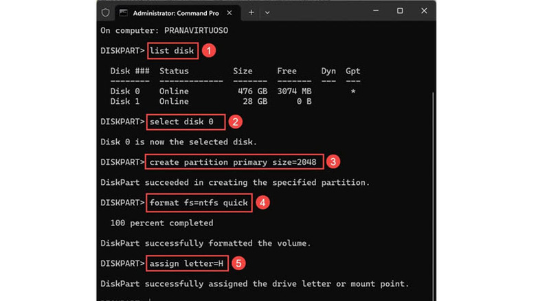 Creating partition using Diskpart