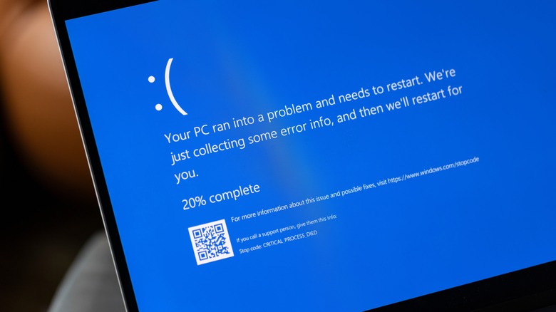 Windows blue screen of death error