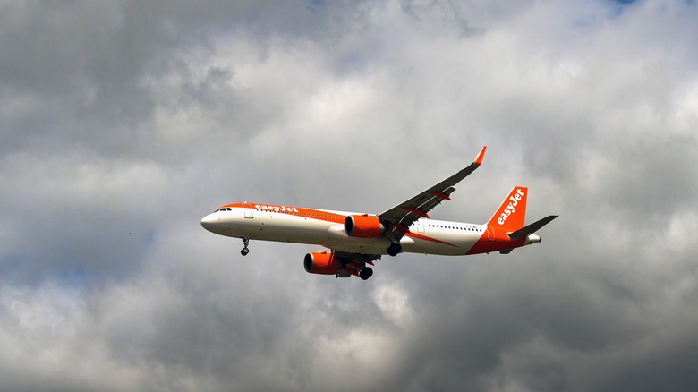 Plane in cloudy weather