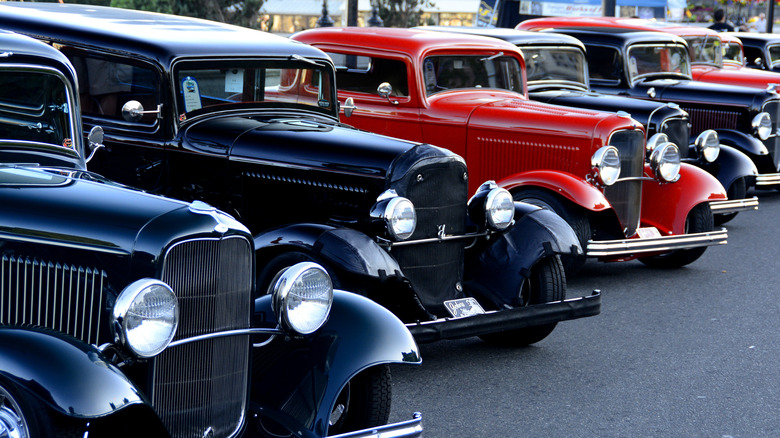 hot rods at car show