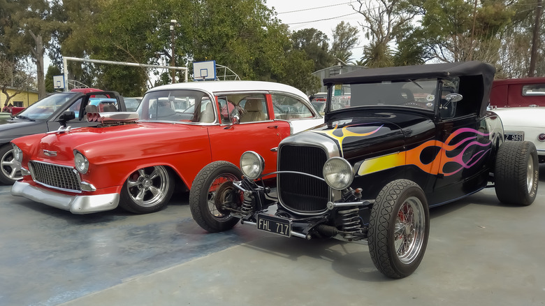 Chevy tri five and ford hot rod