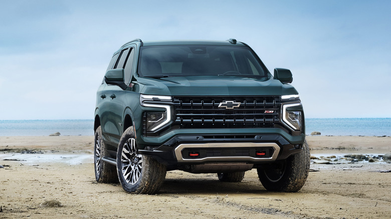 2025 Chevrolet Tahoe parked on a beach