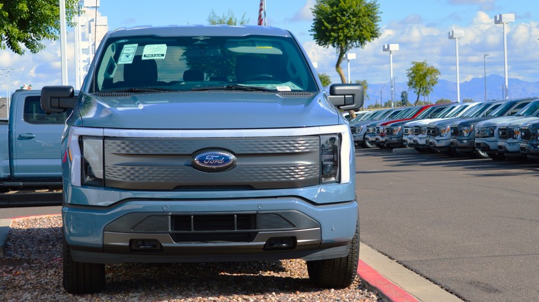 A Ford F-150 Lightning EV