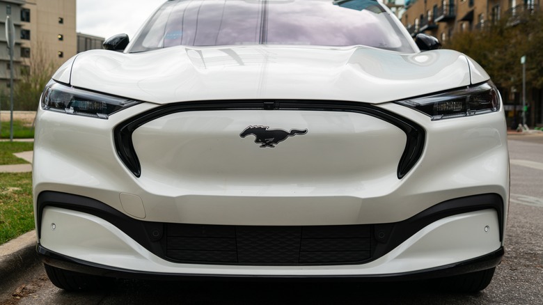 The front fascia of the standard Ford Mustang Mach-E 