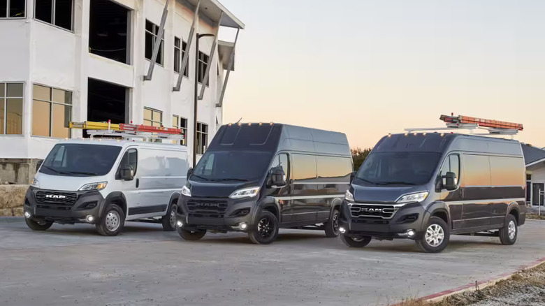 Ram ProMaster lineup with all three roof height selections