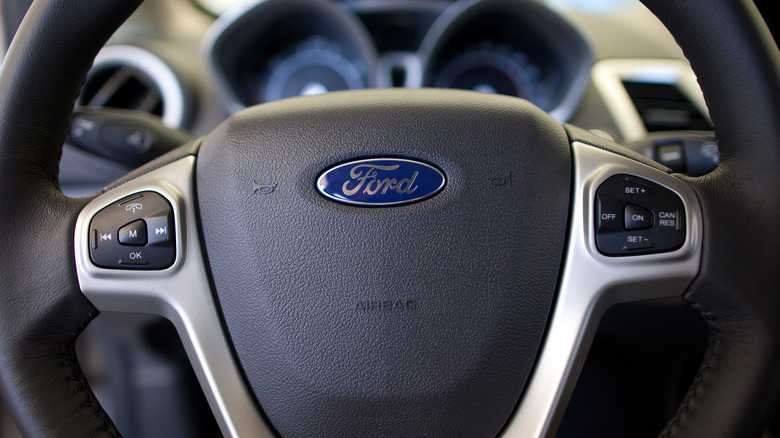 Ford Fiesta steering wheel closeup