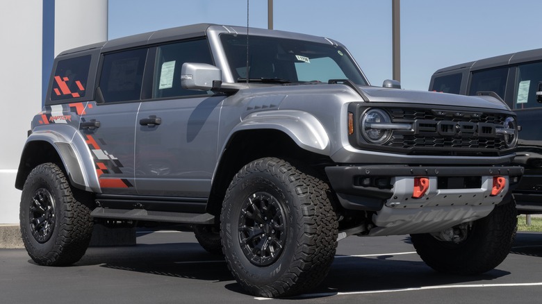 Ford Bronco Raptor parked dealership