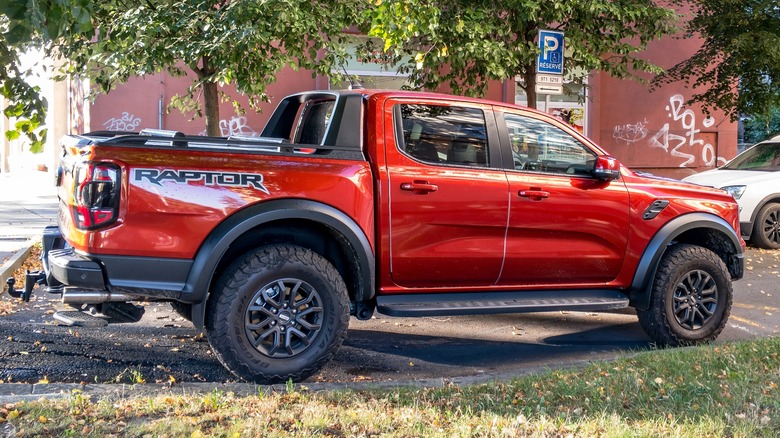 Ford Ranger Raptor parked side view