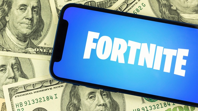 Fortnite logo displayed on phone