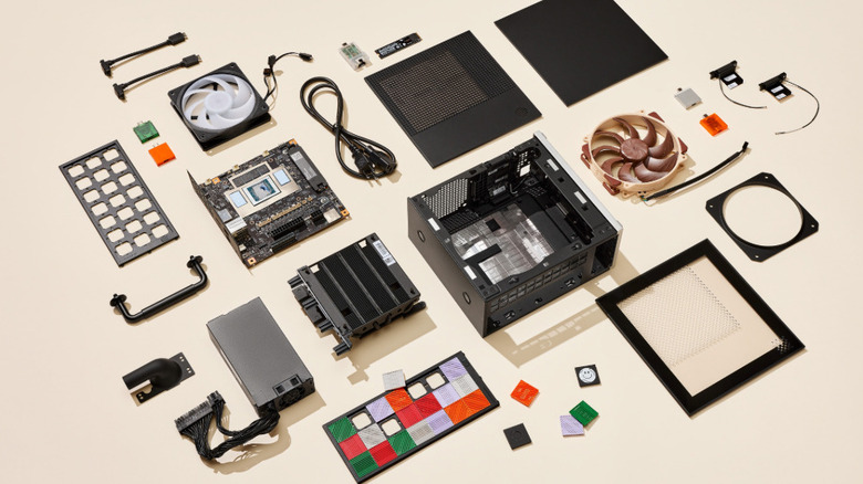 A disassembled view of the Framework Desktop