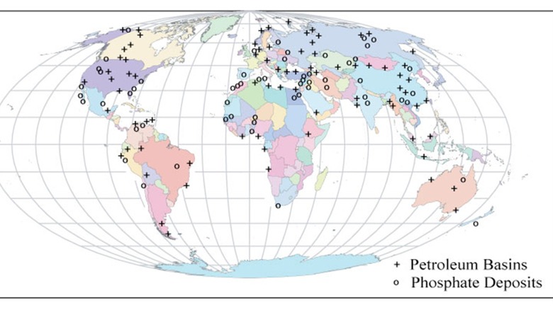 Map of petroleum and phosphate deposits