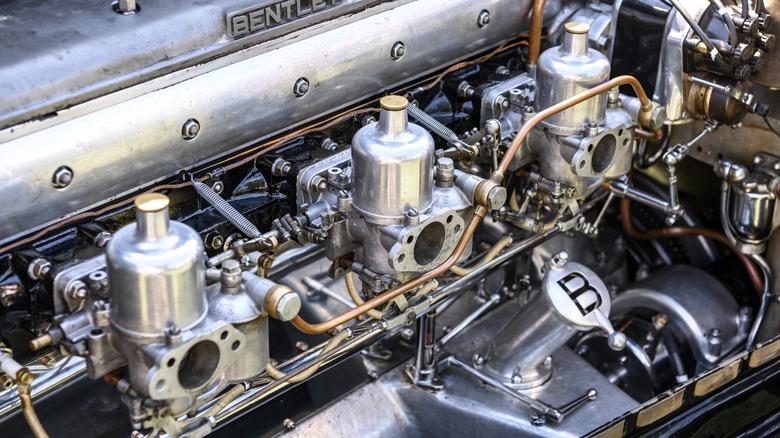 Triple carburetors on a Bentley