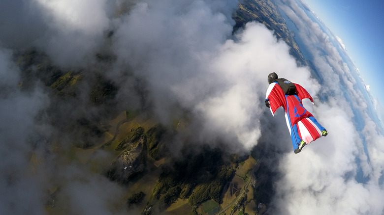 Person skydiving in wingsuit