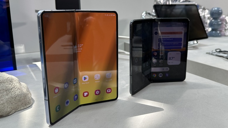 The Samsung Galaxy Z Fold 5 and the Google Pixel Fold side by side.