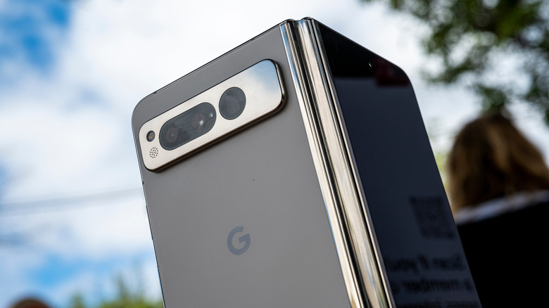 The rear panel of the Google Pixel Fold.