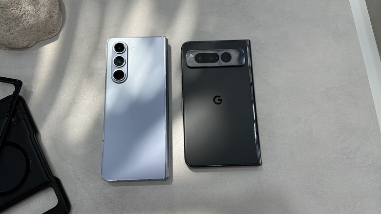 The Google Pixel Fold and the Samsung Galaxy Z Fold 5 side by side