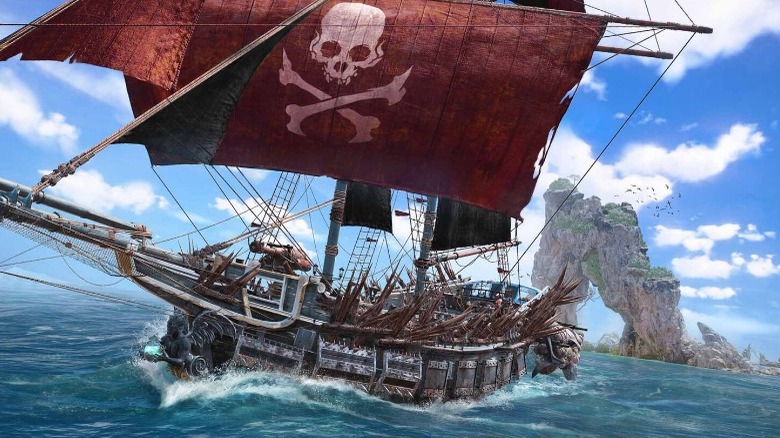 skull & bones pirate ship sailing